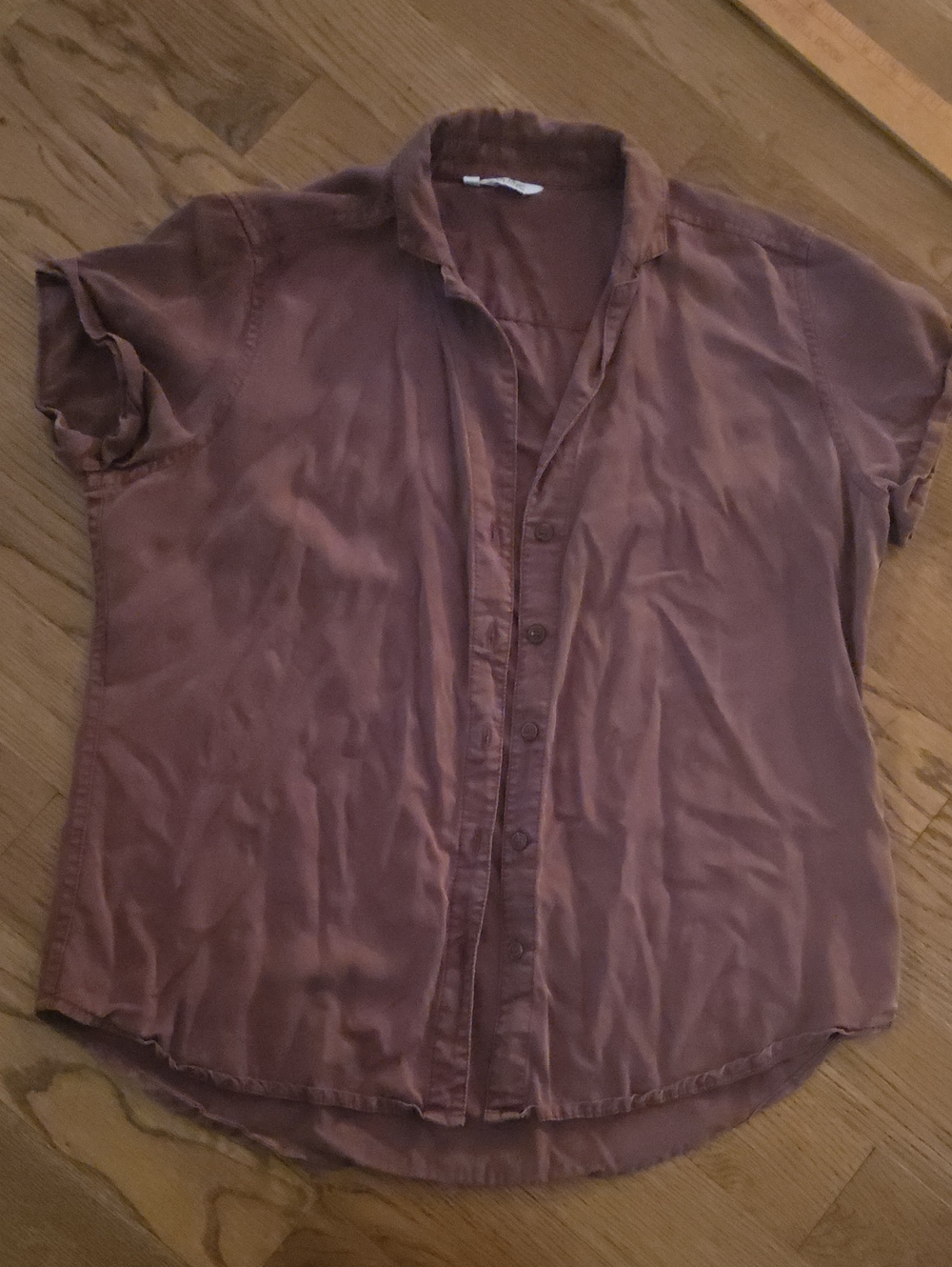 Short-Sleeve Button-Down Shirt in Soft Brown Tencel